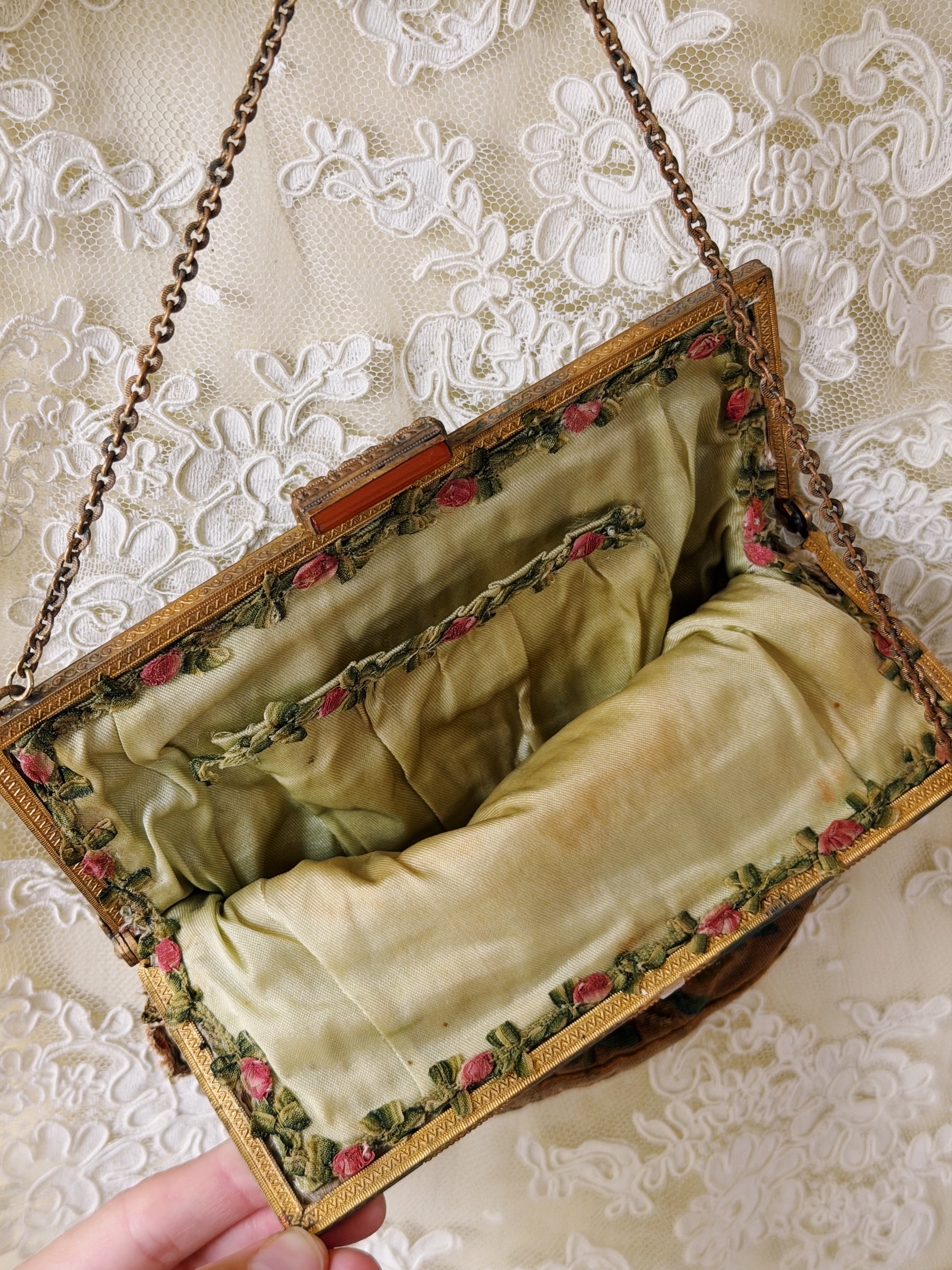 Antique Floral Tapestry Purse