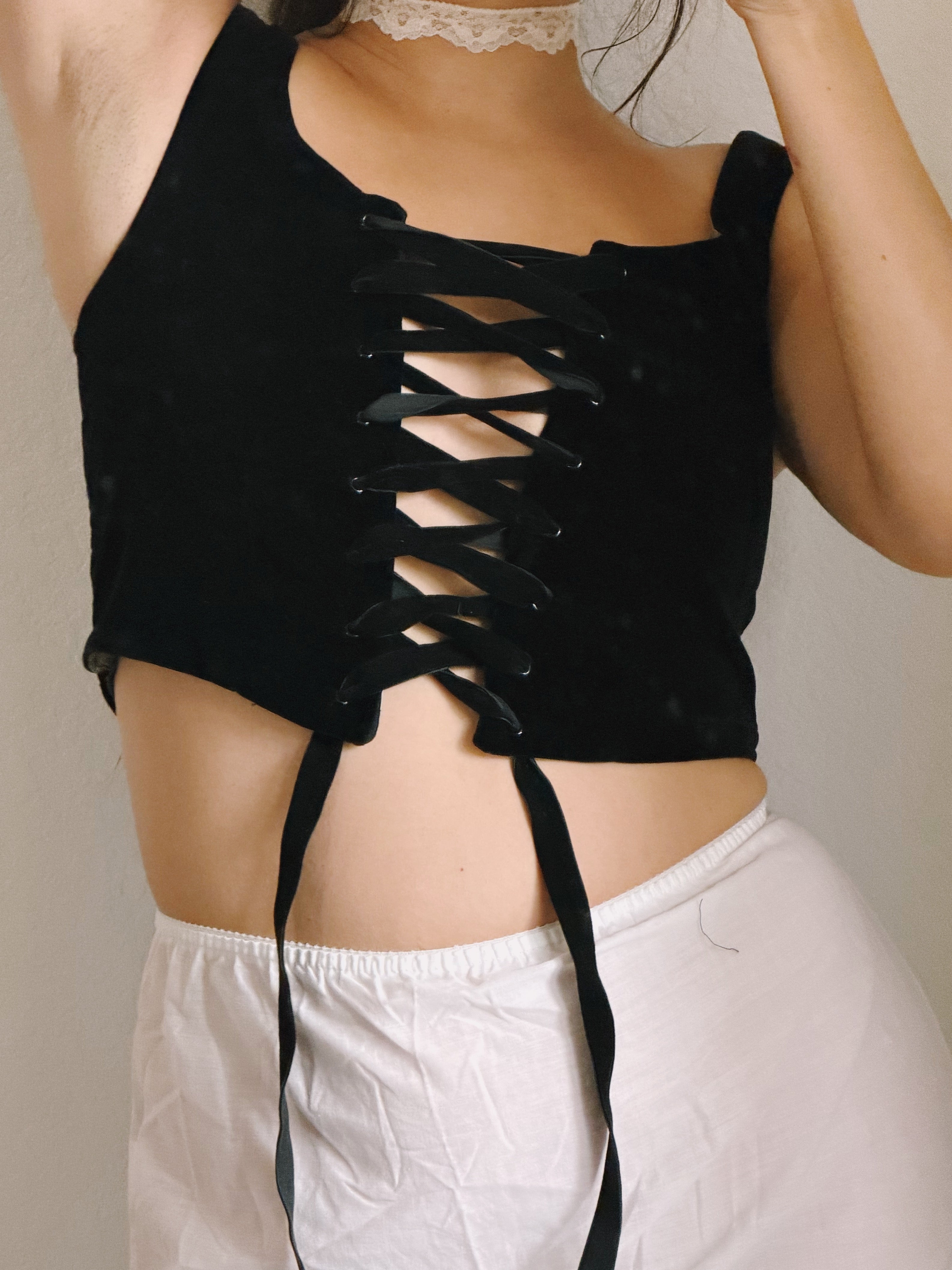 Antique Edwardian Velvet Corset