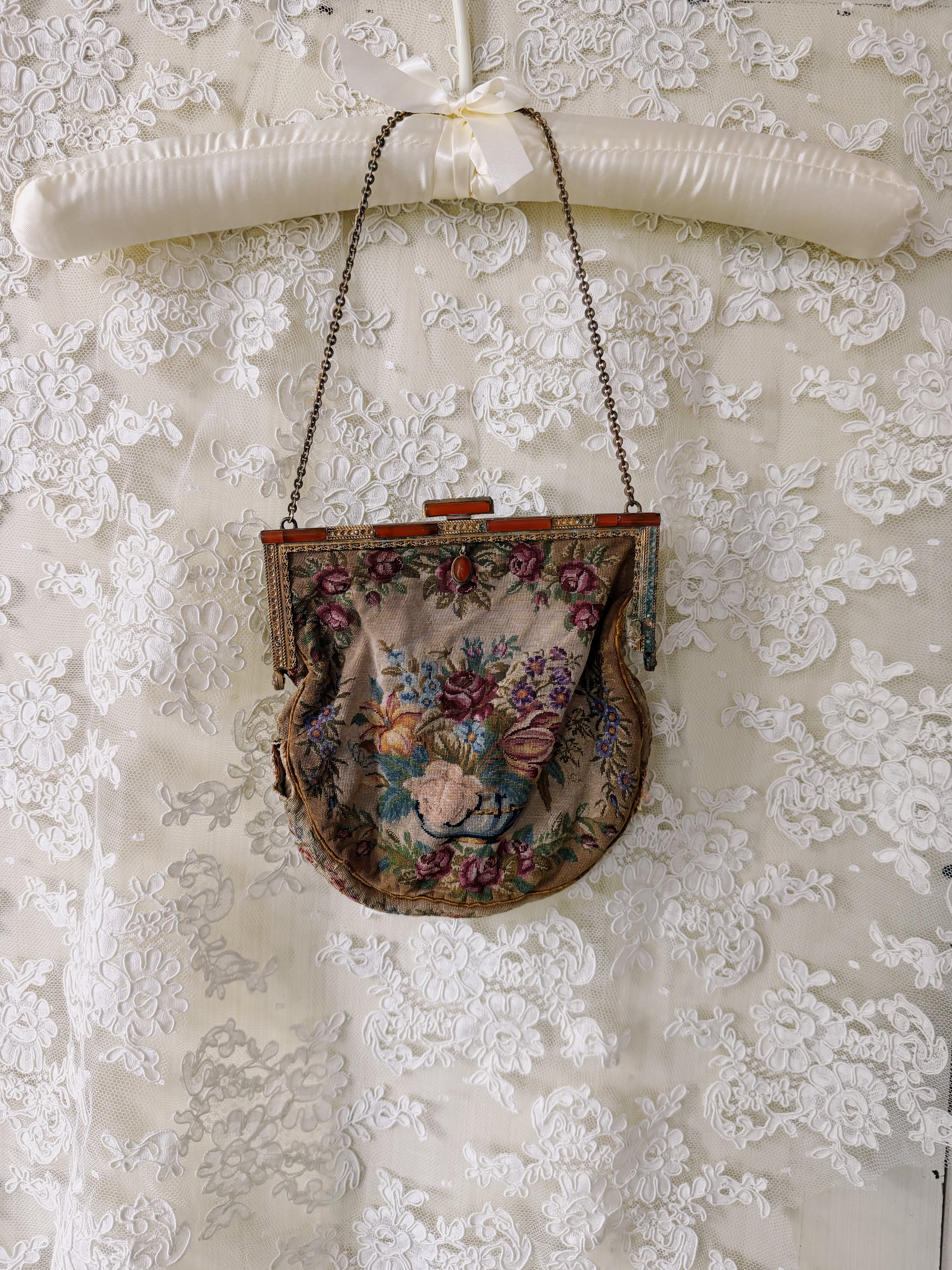 Antique Floral Tapestry Purse