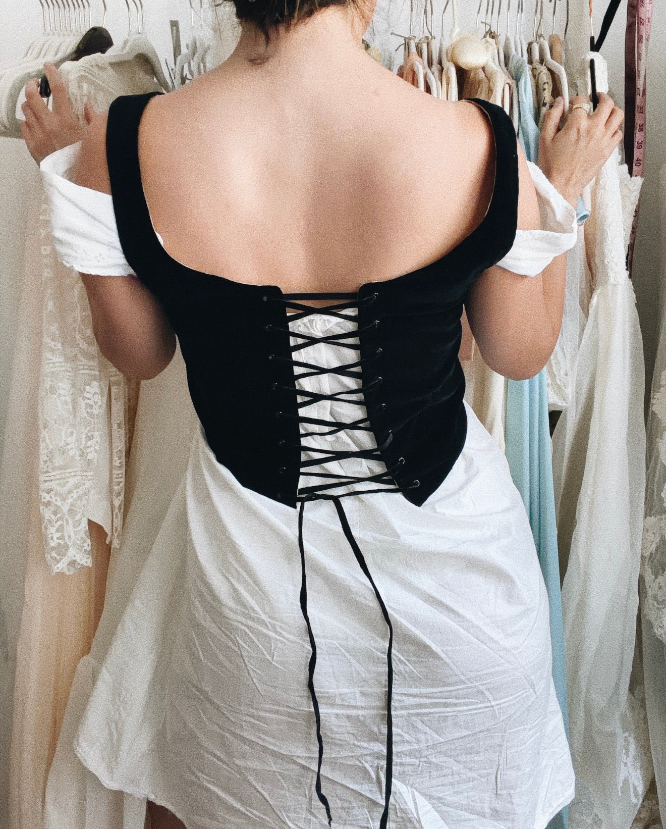 Antique Edwardian Velvet Corset