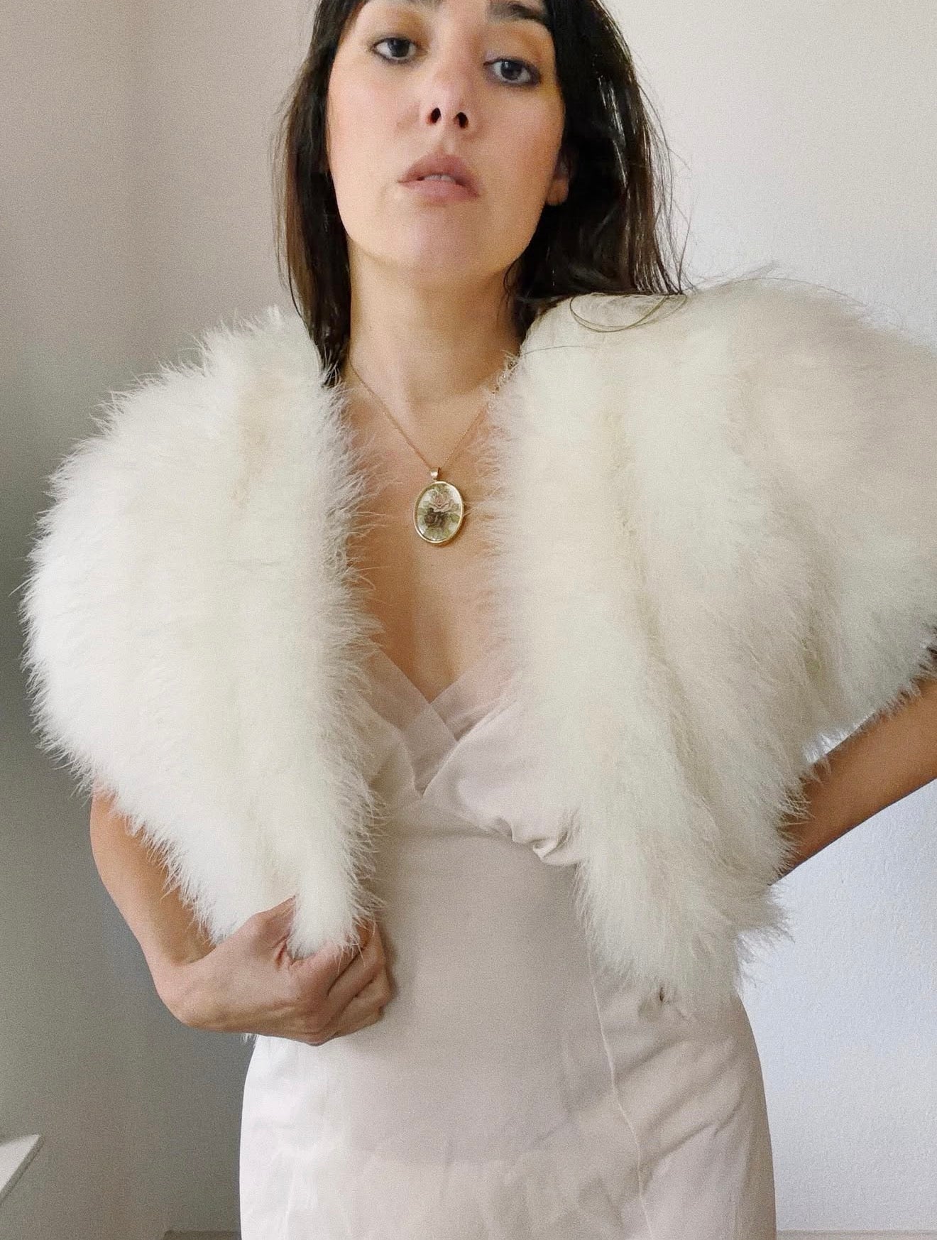 Vintage White Feather Cape